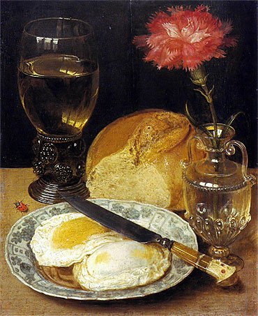 Georg Flegel - Merienda con huevos fritos - Hacia 1600